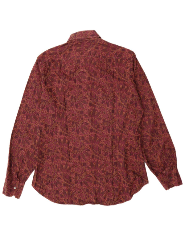 Cămașă Vintage pentru bărbați Mărimea 40 15 Medium Burgundy Floral