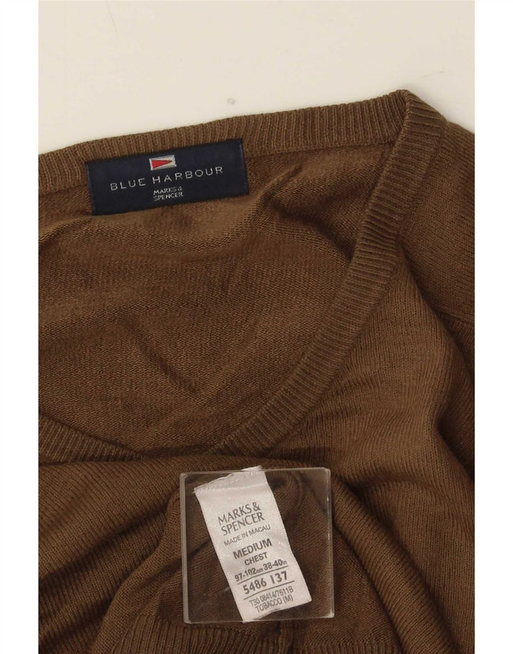 Pulover Marks & Spencer pentru bărbați, Blue Harbour, cu decolteu în V, bej mediu