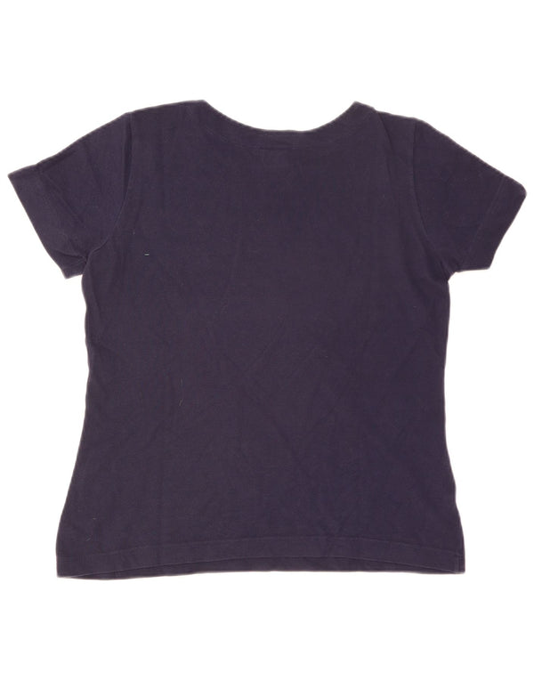 Lacoste Womens T-Shirt Top Size 40 Medium Navy Blue Cotton