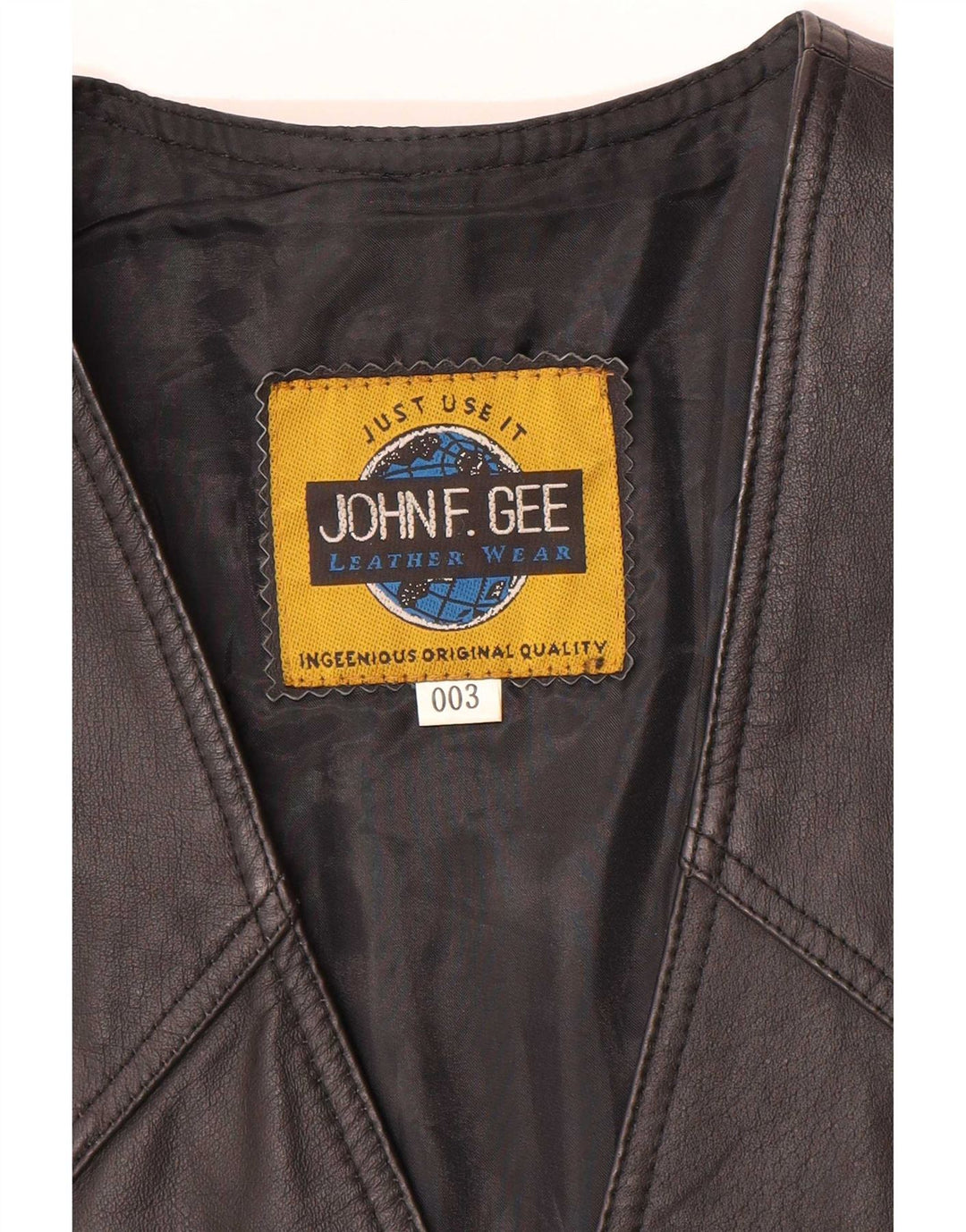 Vestă din piele pentru bărbați John F Gee, neagră medie