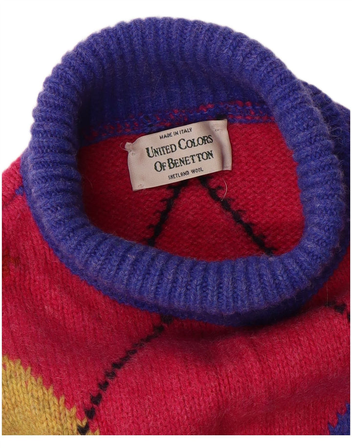 Pulover pentru femei Benetton cu gât rulat, UK 16, mare, multicolor