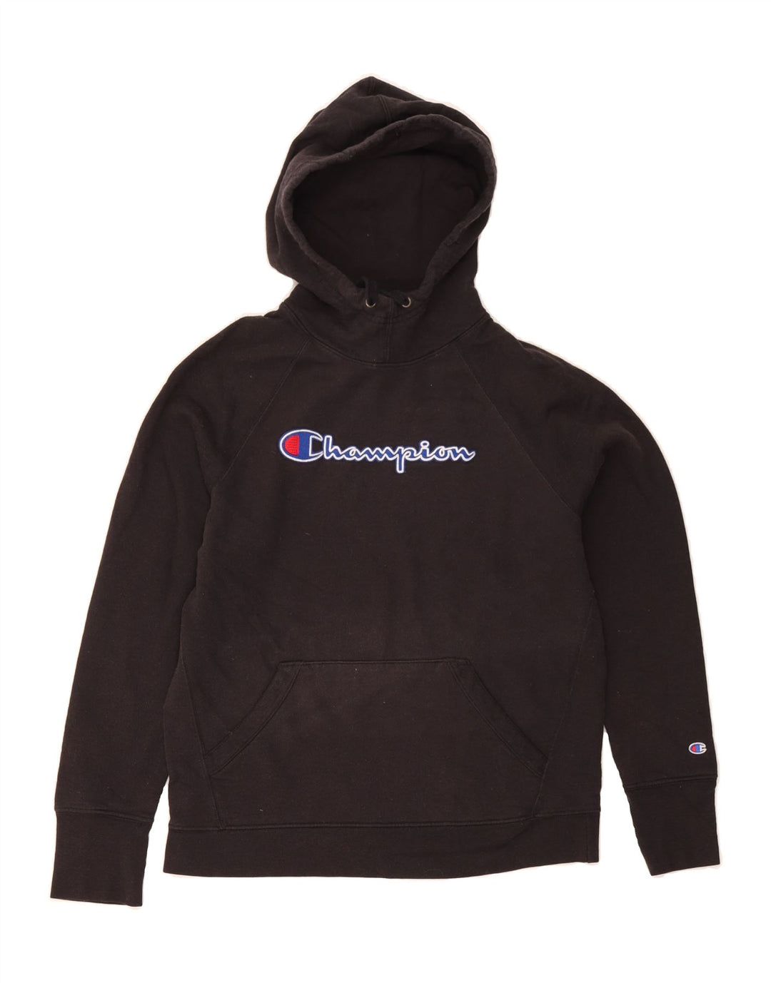 CHAMPION Womens Graphic Hoodie Jumper UK 14 Medium Black Vintage Champion and Second-Hand Champion from Messina Hembry 