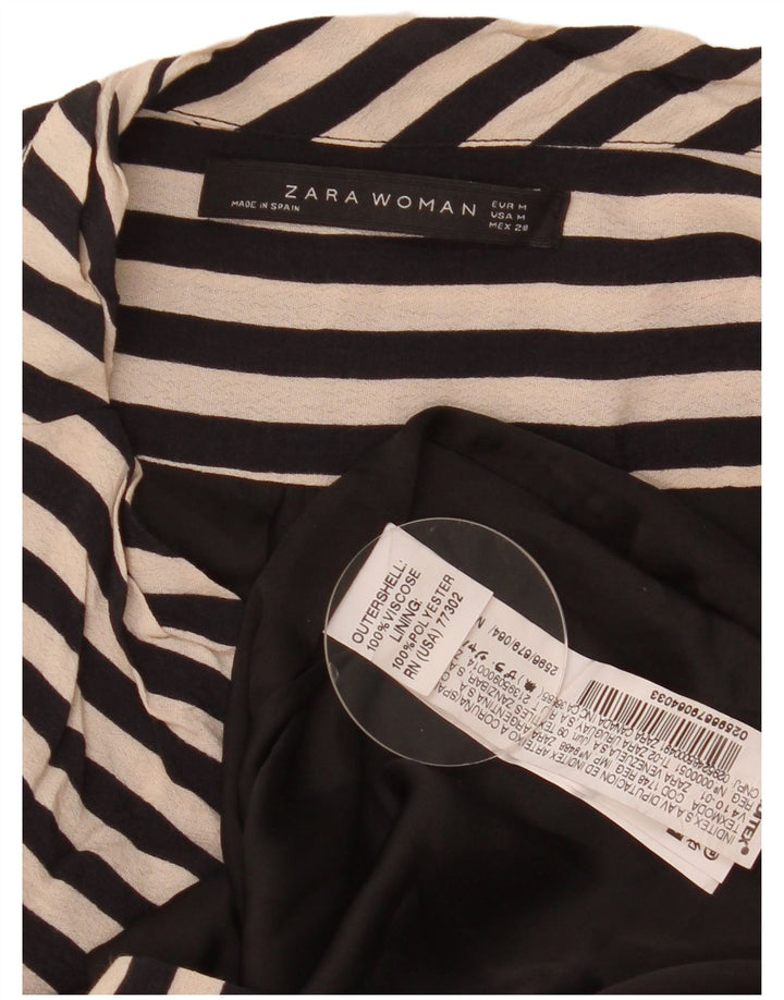 Rochie rotativă fără mâneci pentru femei Zara UK 14, viscoză cu dungi negre medii