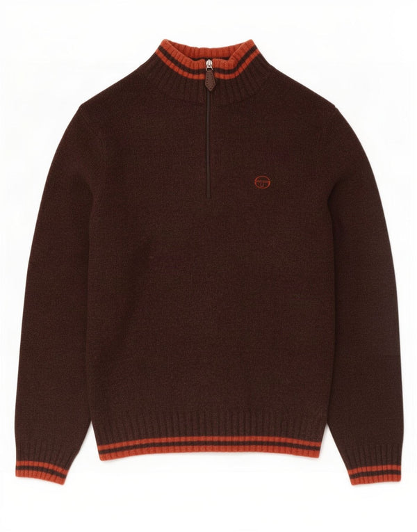 Pulover pentru femei Sergio Tacchini cu fermoar și gât, UK 18 XL, lână maro