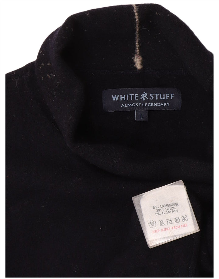 White Stuff Pulover cu gât rulat pentru femei UK 16 Mare Lână bleumarin