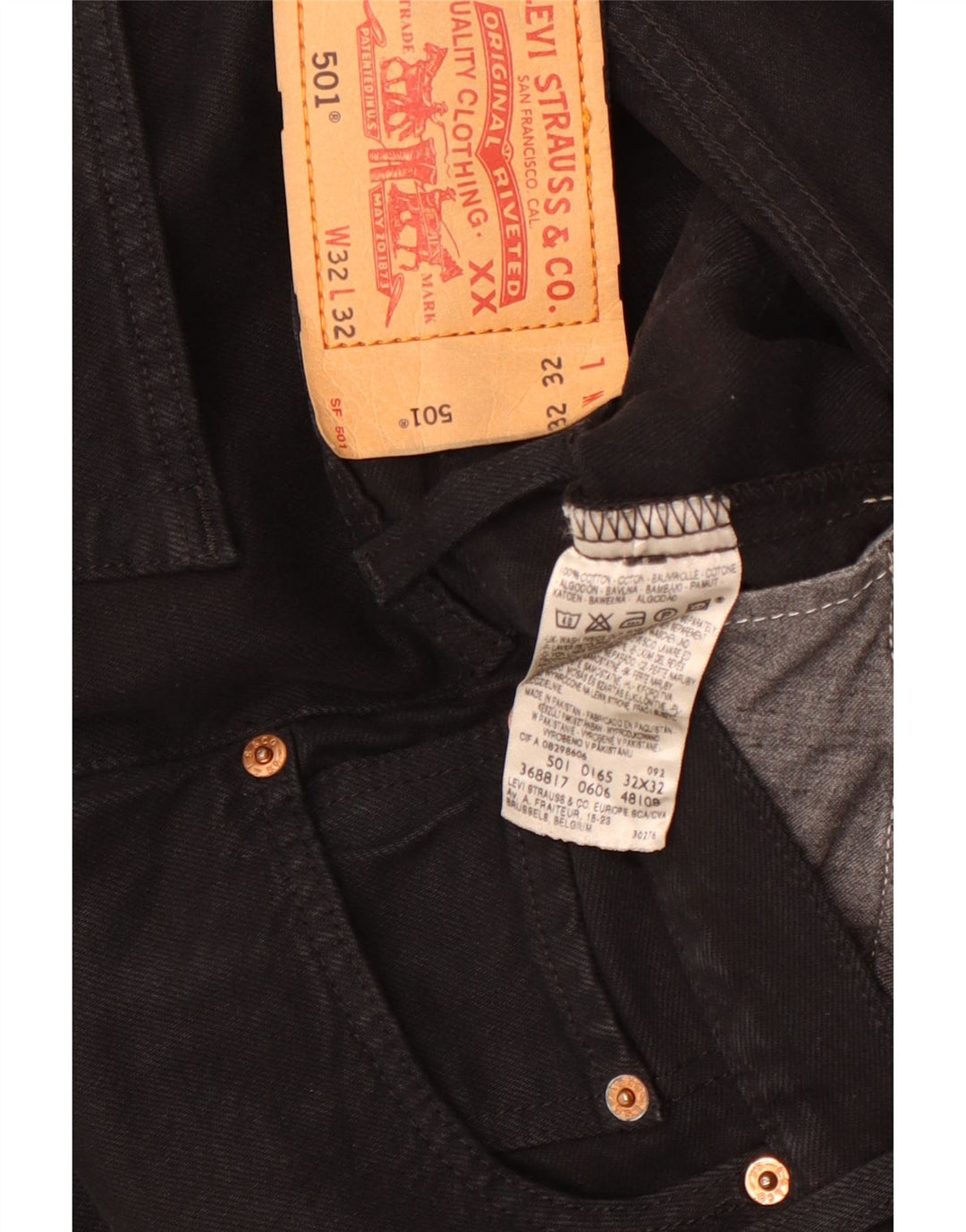 Blugi drepti pentru bărbați Levi's 501 W32 L32 bumbac negru