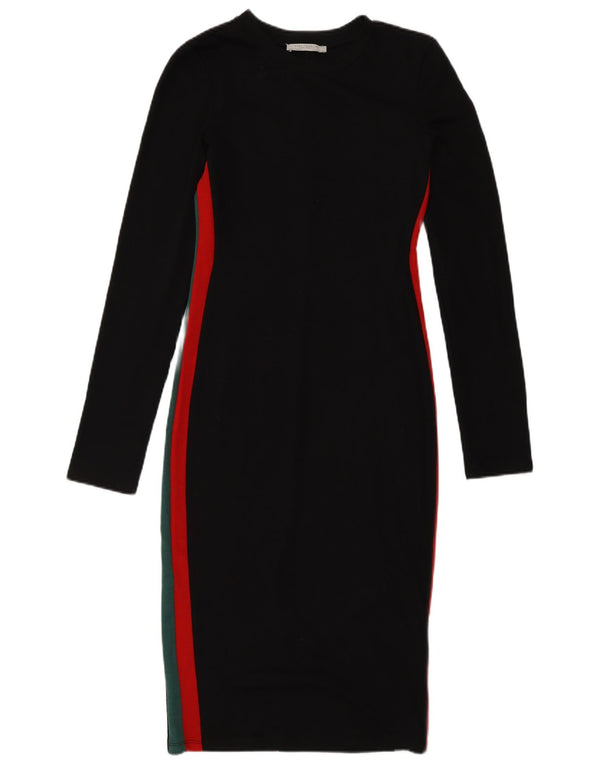 Rochie bodycon cu mânecă lungă pentru femei Zara UK 10, negru, color block