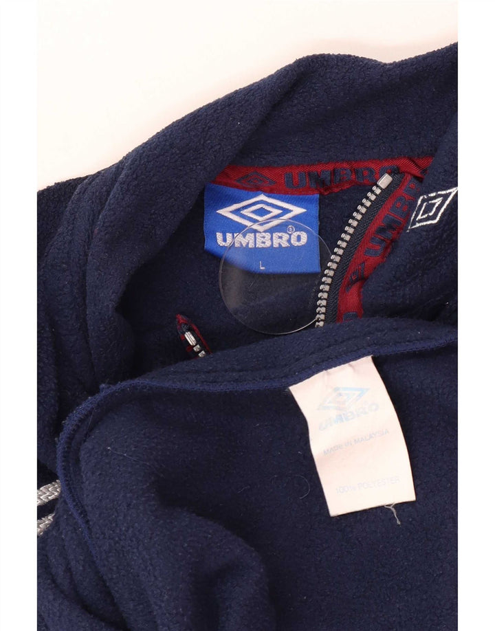 Pulover Umbro pentru bărbați, cu grafică, cu fermoar și gât, din lână, mare, albastru, poliester