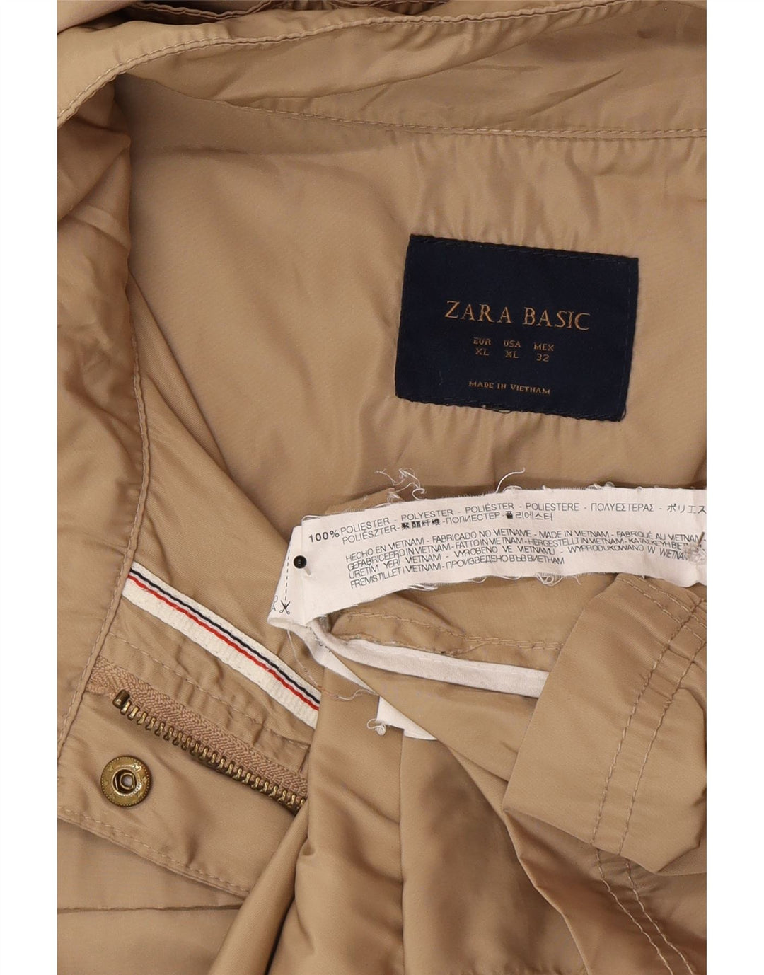 Jachetă cu glugă pentru femei Zara UK 18 XL poliester bej