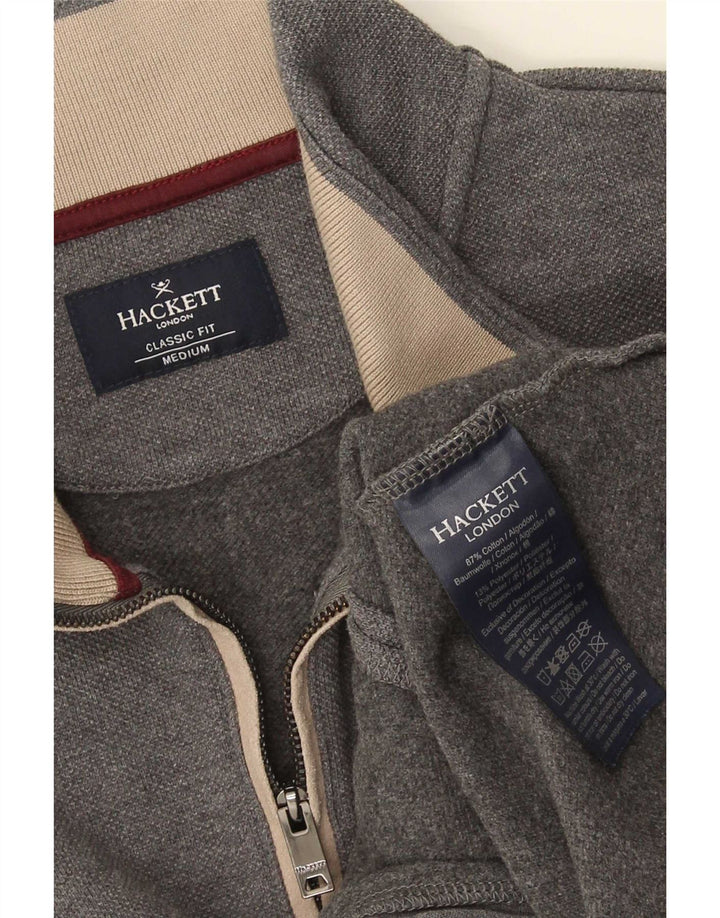 Hanorac Hackett pentru bărbați, cu formă clasică, cu fermoar și gât, bumbac, gri mediu