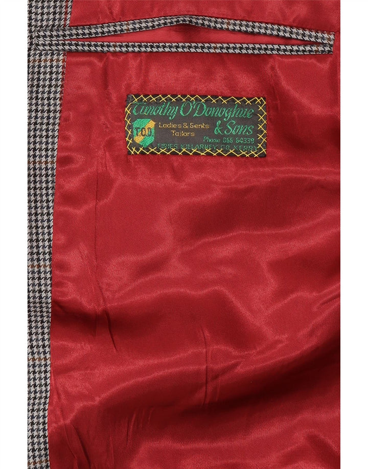 Jachetă vintage pentru bărbați, cu 2 nasturi, UK 42 XL, gri, check