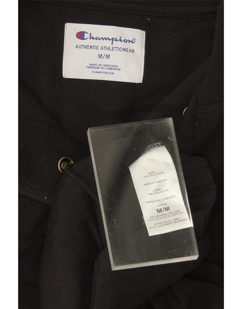 CHAMPION Womens Button Neck Fleece Jumper UK 14 Medium Black Polyester Vintage Champion and Second-Hand Champion from Messina Hembry 