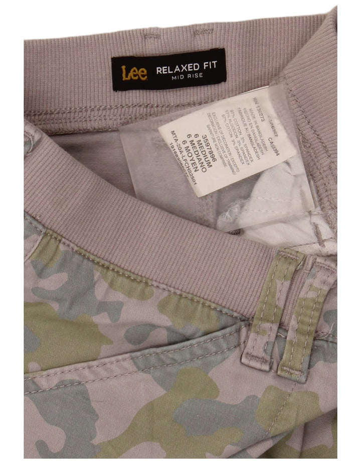 Pantaloni scurți cargo pentru femei Lee cu talie medie US 6, mediu W30, bumbac camuflaj violet