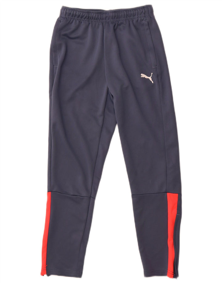Pantaloni de trening Puma pentru băieți 11-12 ani, albastru bleumarin, poliester color bloc