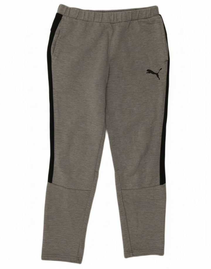 Pantaloni de trening Puma pentru bărbați, bumbac color bloc, gri mediu