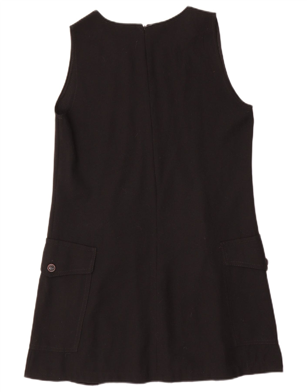 Rochie A-Line fără mâneci vintage pentru femei UK 12 Lână neagră medie