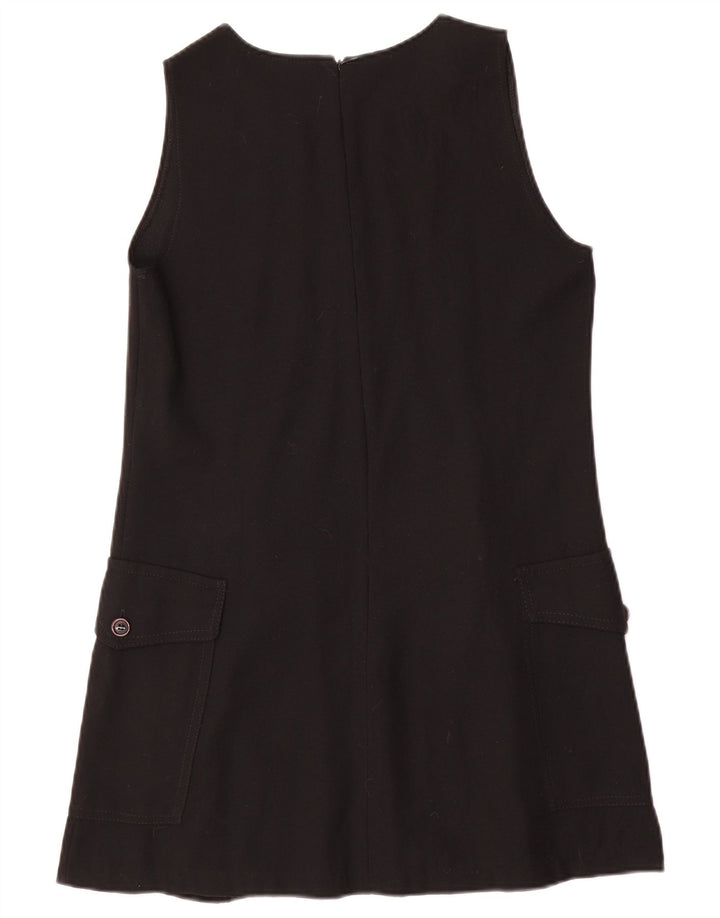 Rochie A-Line fără mâneci vintage pentru femei UK 12 Lână neagră medie