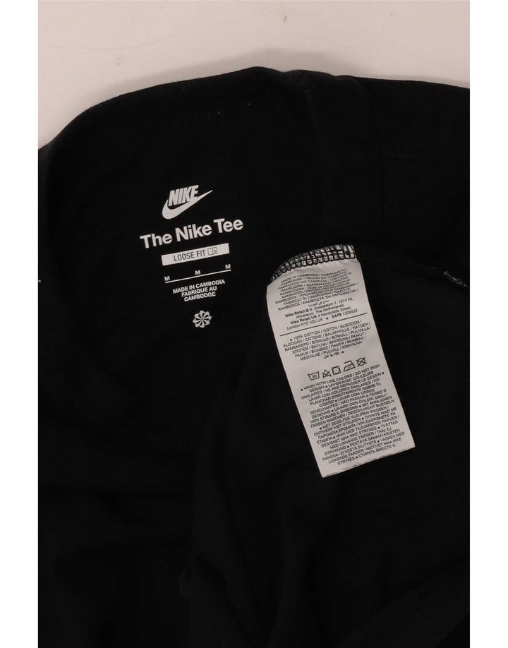 Tricou Nike pentru bărbați, cu o formă lejeră, top mediu, negru, bumbac