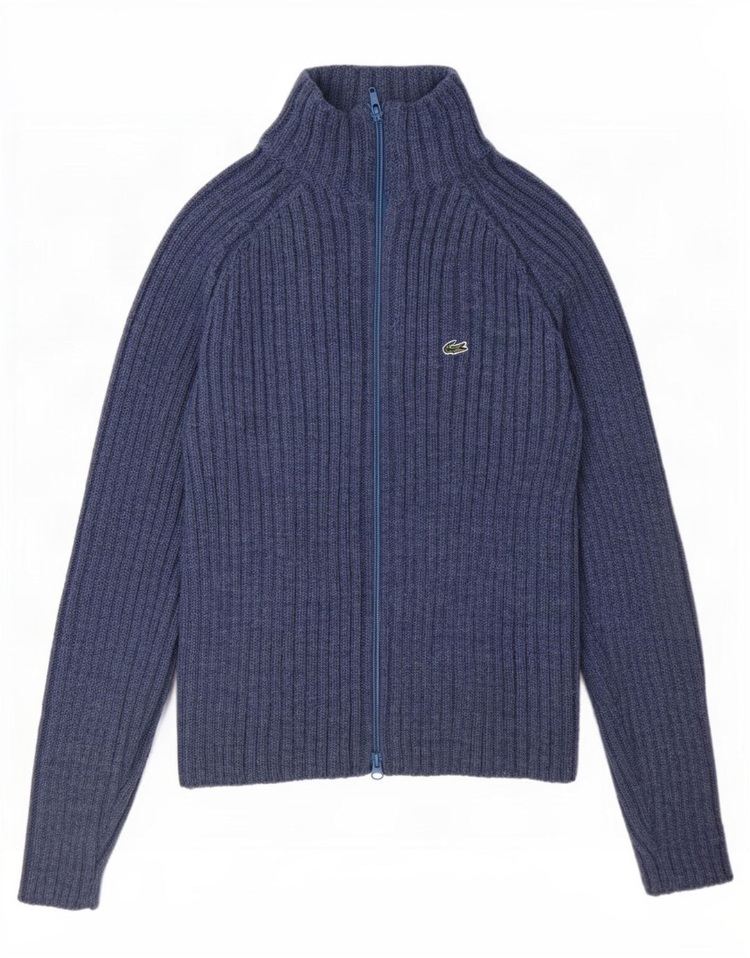 Pulover cardigan pentru femei Lacoste cu ajustare normală Mărimea 38 Lână albastră medie