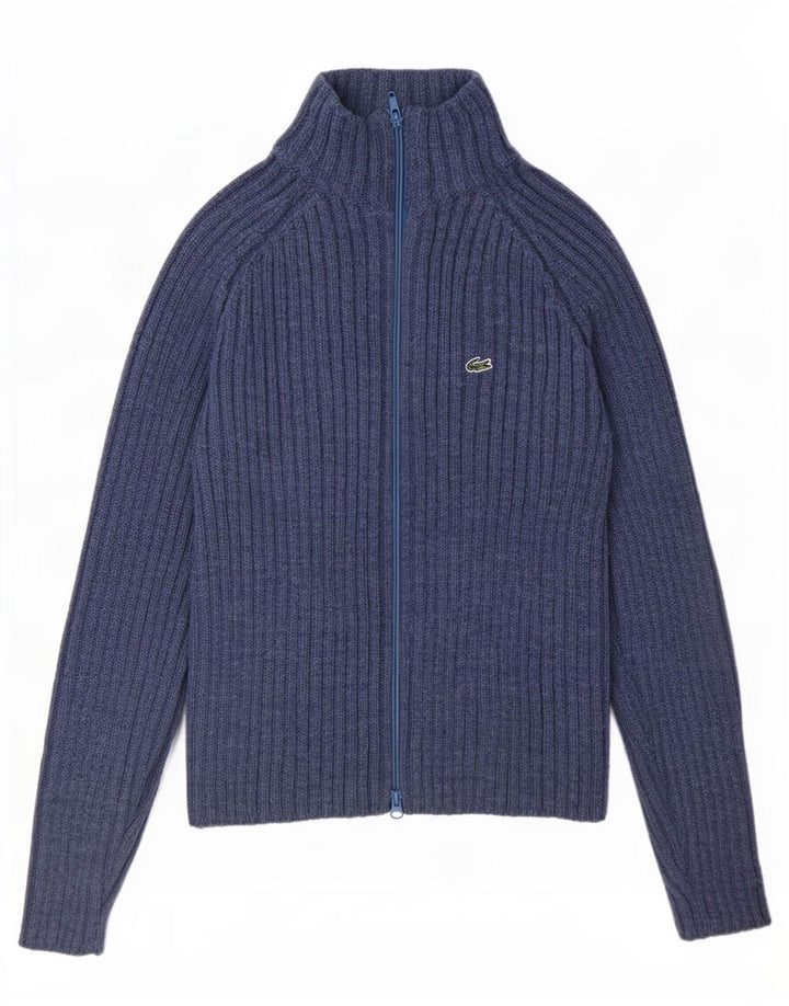 Pulover cardigan pentru femei Lacoste cu ajustare normală Mărimea 38 Lână albastră medie
