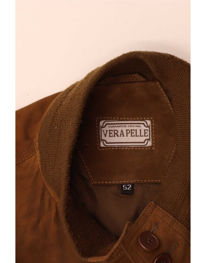 Jachetă Bomber Vintage pentru bărbați din piele intoarsa IT 52 XL din piele maro