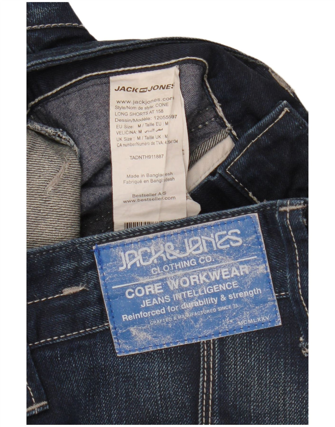 Pantaloni scurți din denim cargo Jack & Jones pentru bărbați, mediu W32, bumbac bleumarin