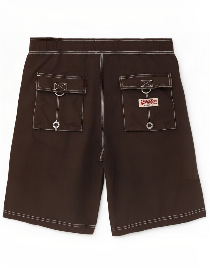 Pantaloni scurți de înot grafic Superdry pentru bărbați, poliester mici, maro
