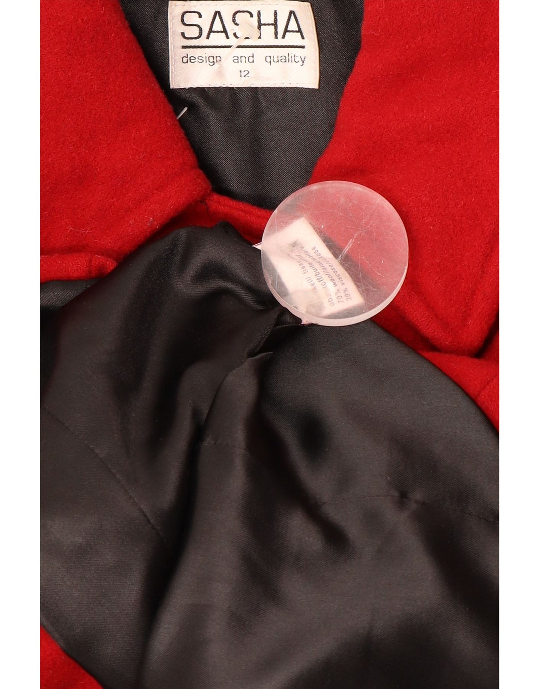 SASHA Palton dublu pentru femei UK 12 Lână roșie medie