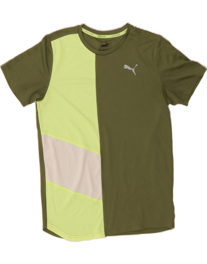 PUMA Mens T-Shirt Top Small Green Colourblock Polyester Vintage Puma and Second-Hand Puma from Messina Hembry 