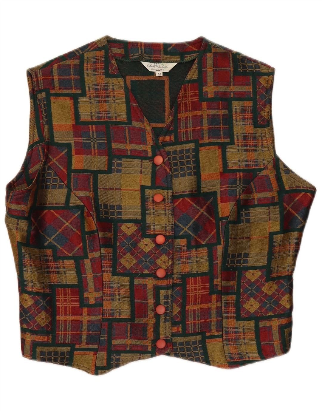 Vestă crop vintage pentru femei UK 14 Medium Multicolor Patchwork