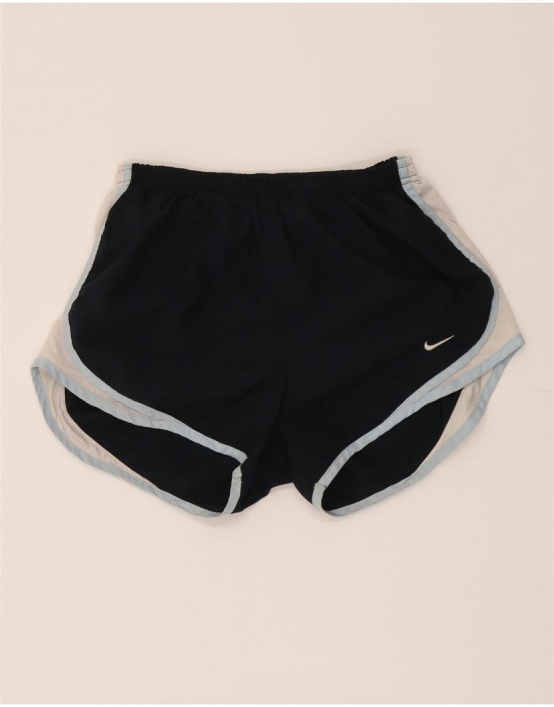 NIKE Womens Sport Shorts UK 10 Small  Navy Blue Colourblock Polyester Vintage Nike and Second-Hand Nike from Messina Hembry 