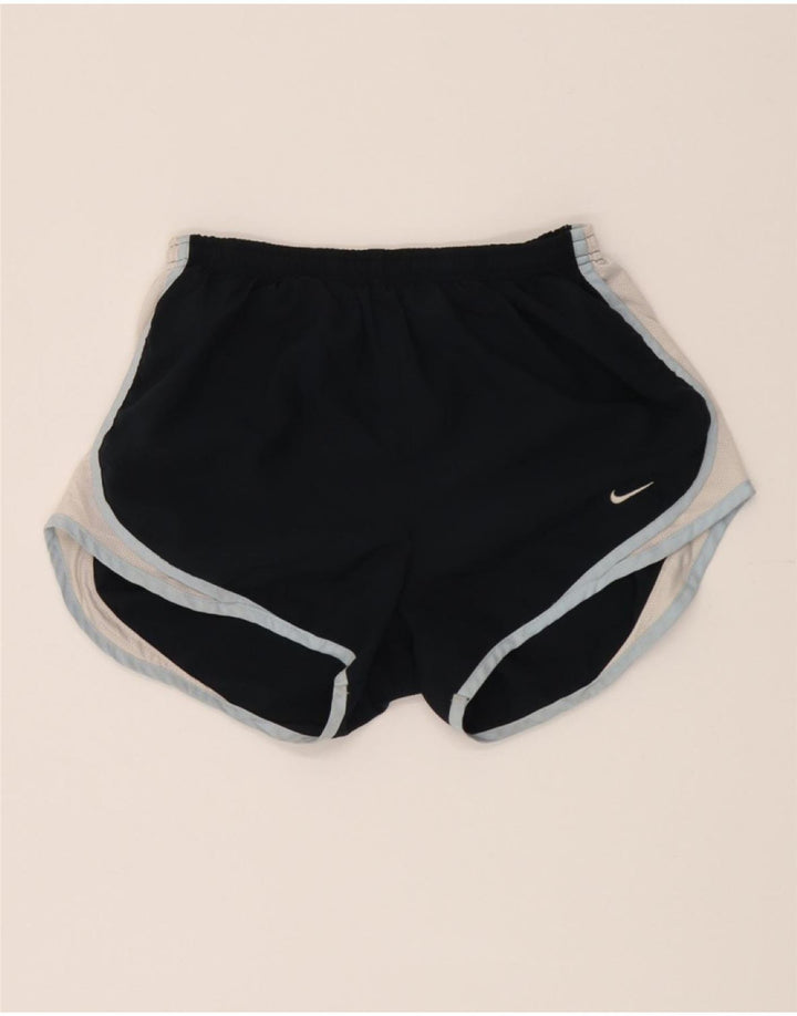 NIKE Womens Sport Shorts UK 10 Small  Navy Blue Colourblock Polyester Vintage Nike and Second-Hand Nike from Messina Hembry 