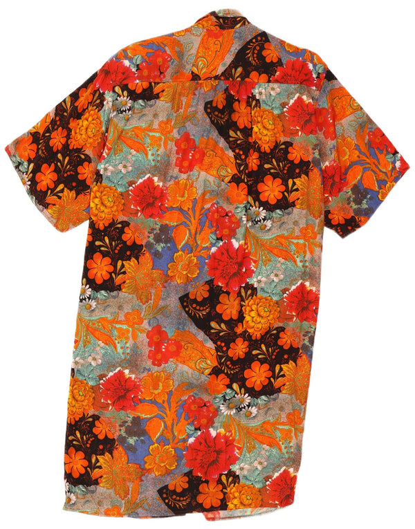 Rochie cămașă vintage pentru femei cu mâneci scurte UK 14 Medium Multicolor Floral