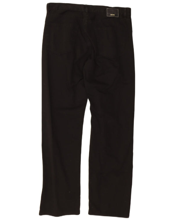 Pantaloni casual drepti pentru bărbați Hugo Boss W36 L32 bumbac negru