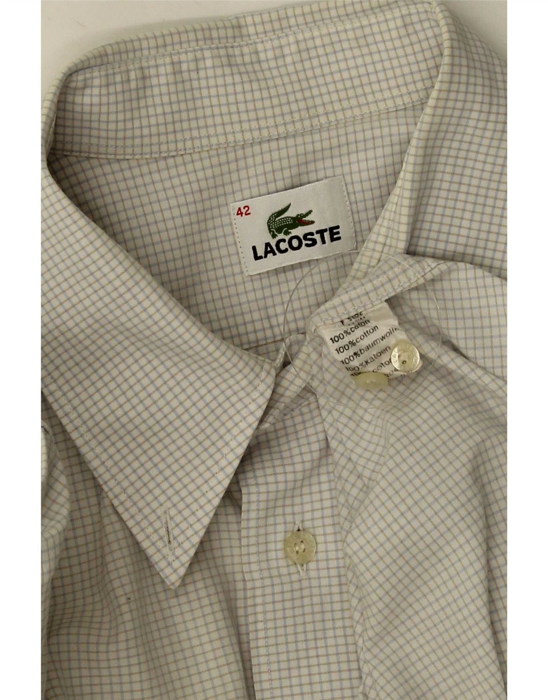 Cămașă pentru bărbați Lacoste cu mânecă scurtă, mărimea 42, mare, bumbac cu carouri albe