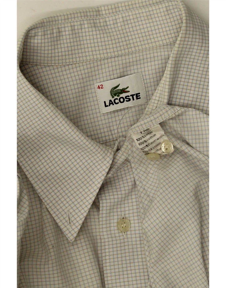 Cămașă pentru bărbați Lacoste cu mânecă scurtă, mărimea 42, mare, bumbac cu carouri albe