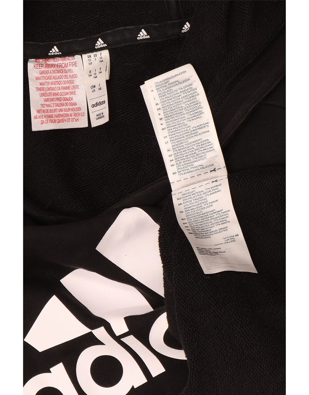 Pulover ADIDAS pentru băieți, cu grafică, 13-14 ani, bumbac negru