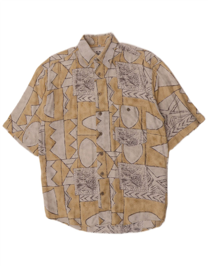 E.B. Company Cămașă cu mânecă scurtă pentru bărbați Mărimea 37/38 Mic Bej Geometric