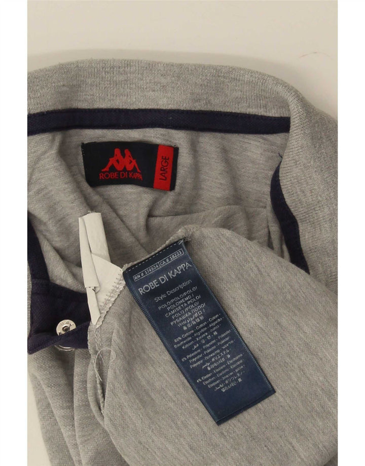 Cămașă polo pentru bărbați Kappa, mare, gri, bumbac color bloc