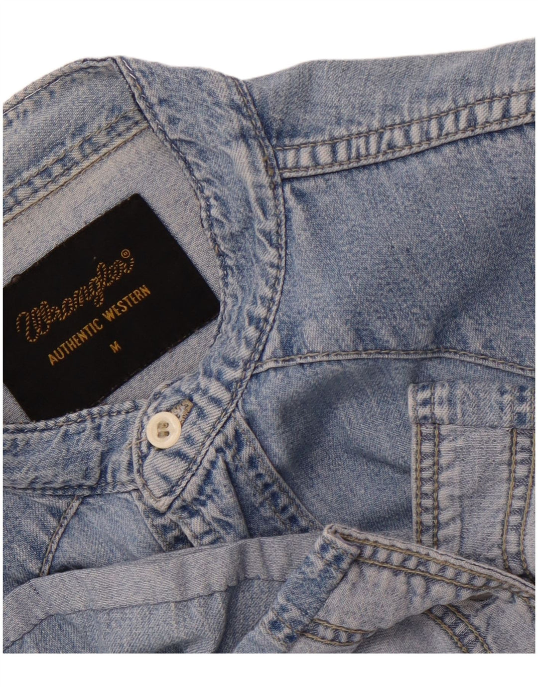 Cămașă din denim cu mânecă scurtă pentru bărbați Wrangler, albastru mediu