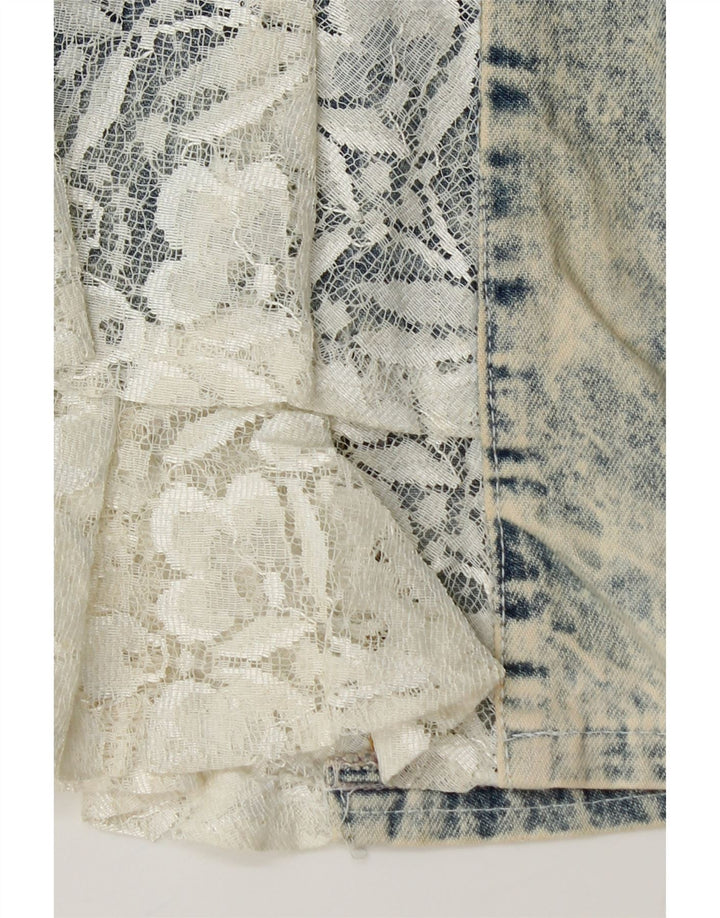 VINTAGE Fusta trompeta de blugi pentru femei IT 42 Medium W26 Blue Floral