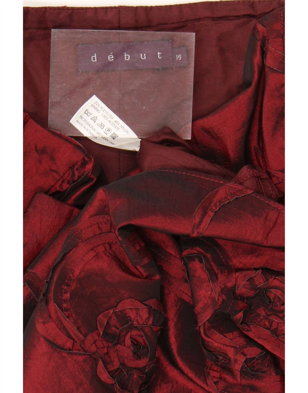 DEBUT Womens Strapless Dress UK 16 Large  Maroon Floral Polyester