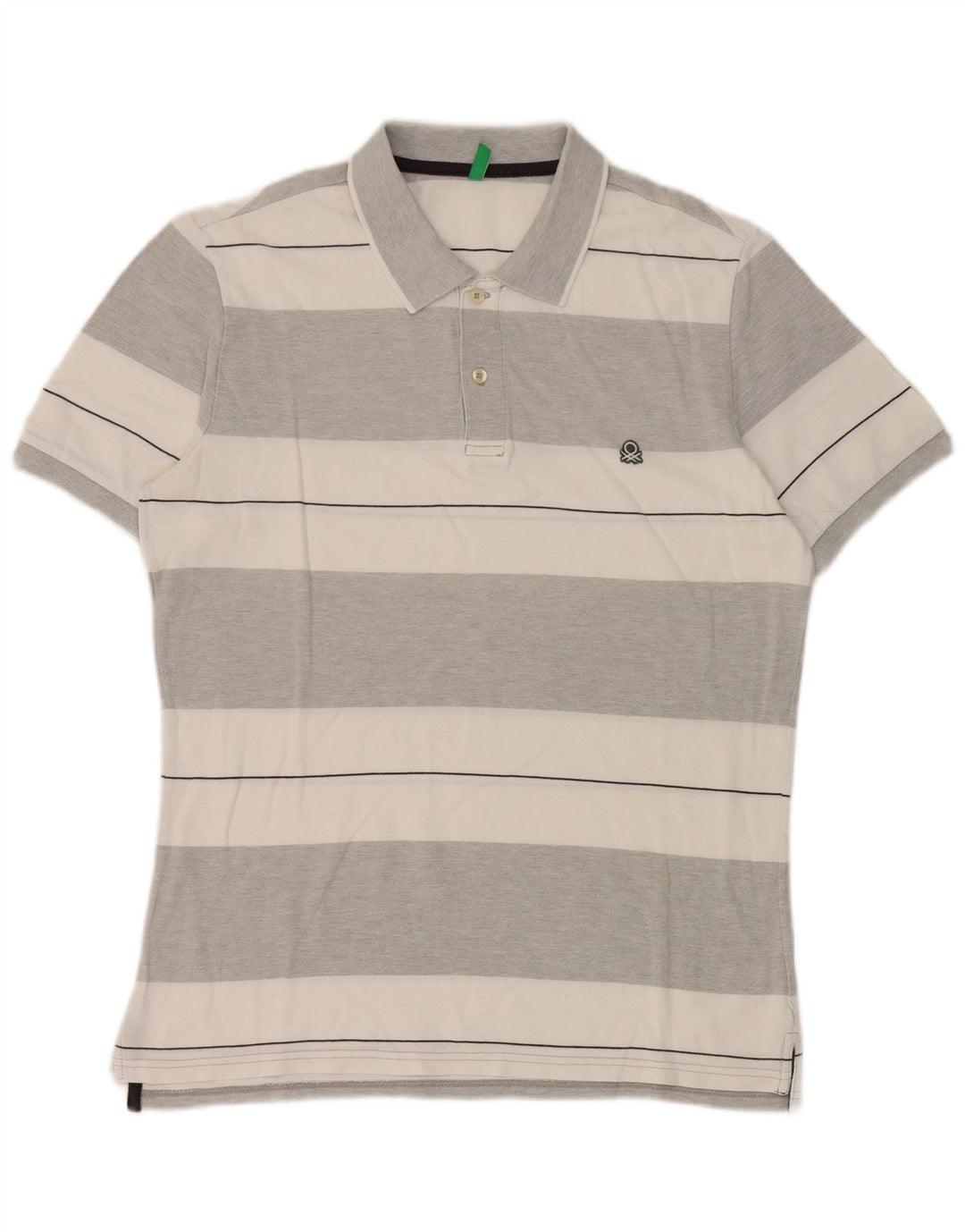 Tricou polo Benetton pentru bărbați, gri mediu cu dungi