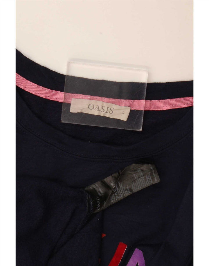 Pulover supradimensionat cu grafic Oasis pentru femei UK 10 Mic Bleumarin