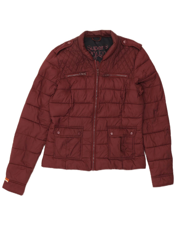 Jachetă căptușită militară Superdry pentru femei UK 14 Medium Burgundy Nylon