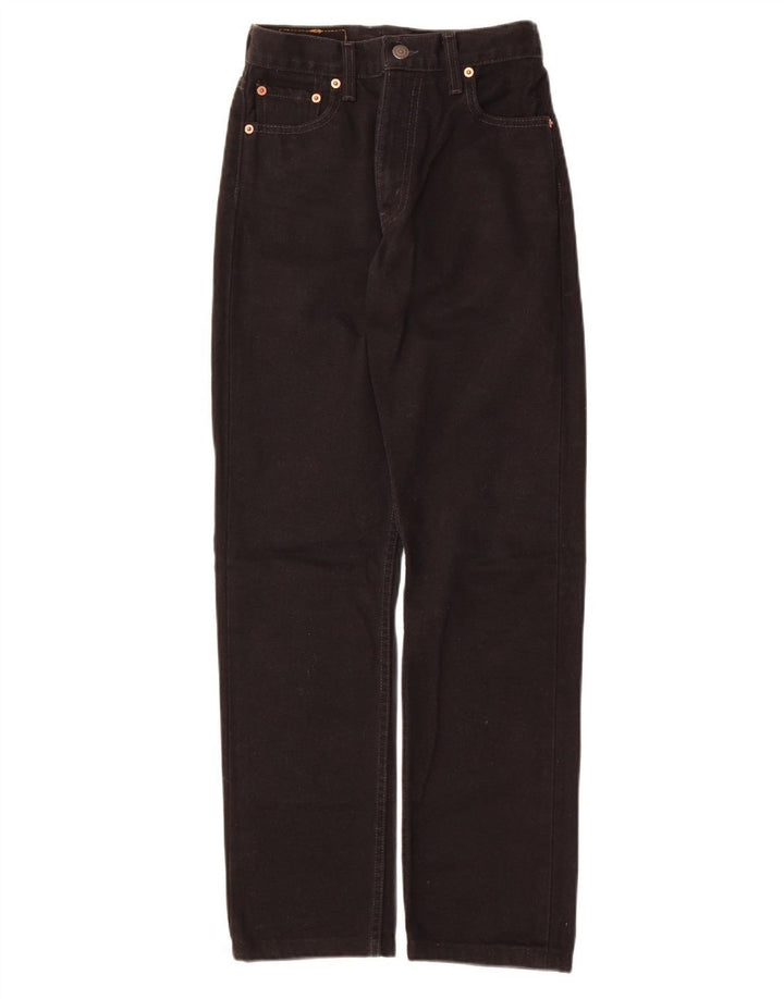 LEVI'S Womens 505 High Waist Straight Jeans W28 L32 Black Cotton