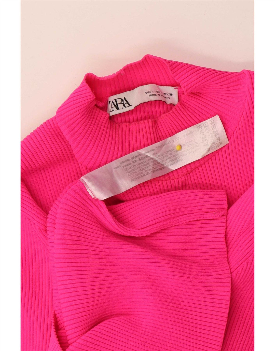 Crop Top pentru femei Zara cu mânecă lungă UK 14, mare, roz din poliamidă