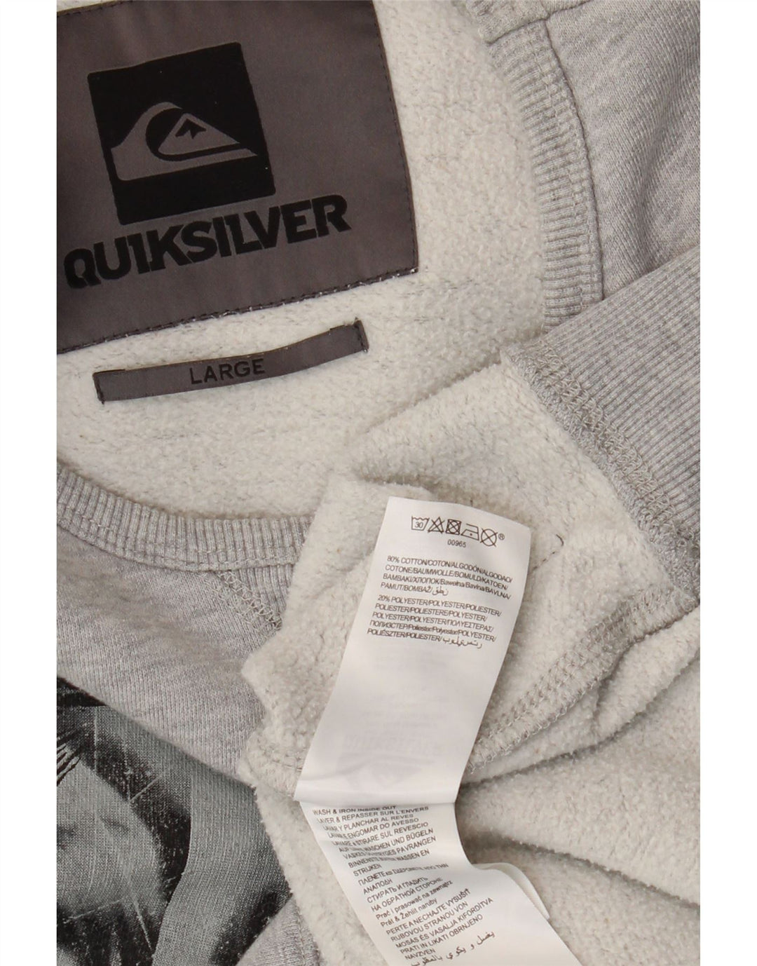 Pulover cu grafică Quiksilver pentru bărbați, bumbac mare, gri