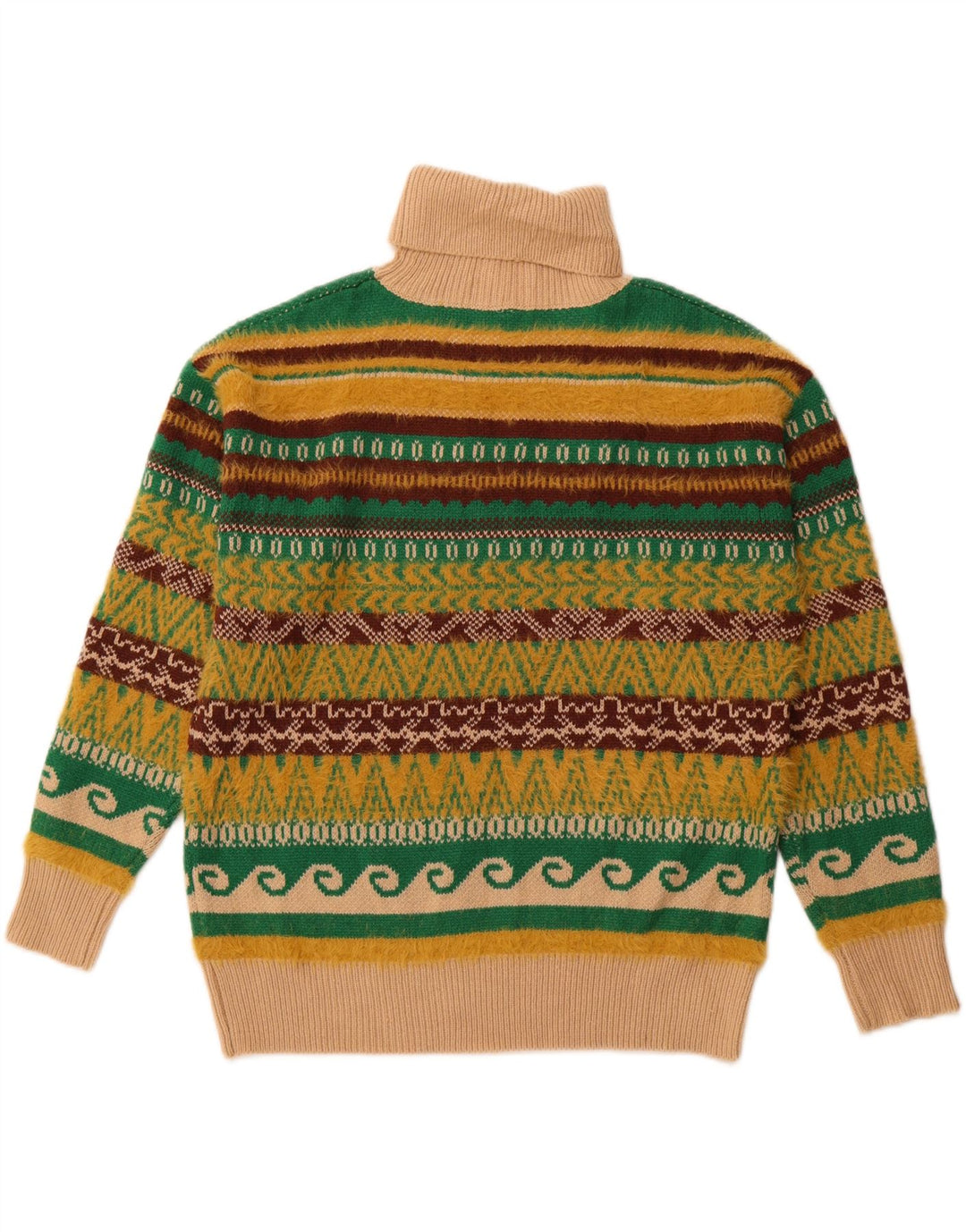 VINTAGE Pulover cu gât rulat pentru bărbați, mare, multicolor, Fair Isle