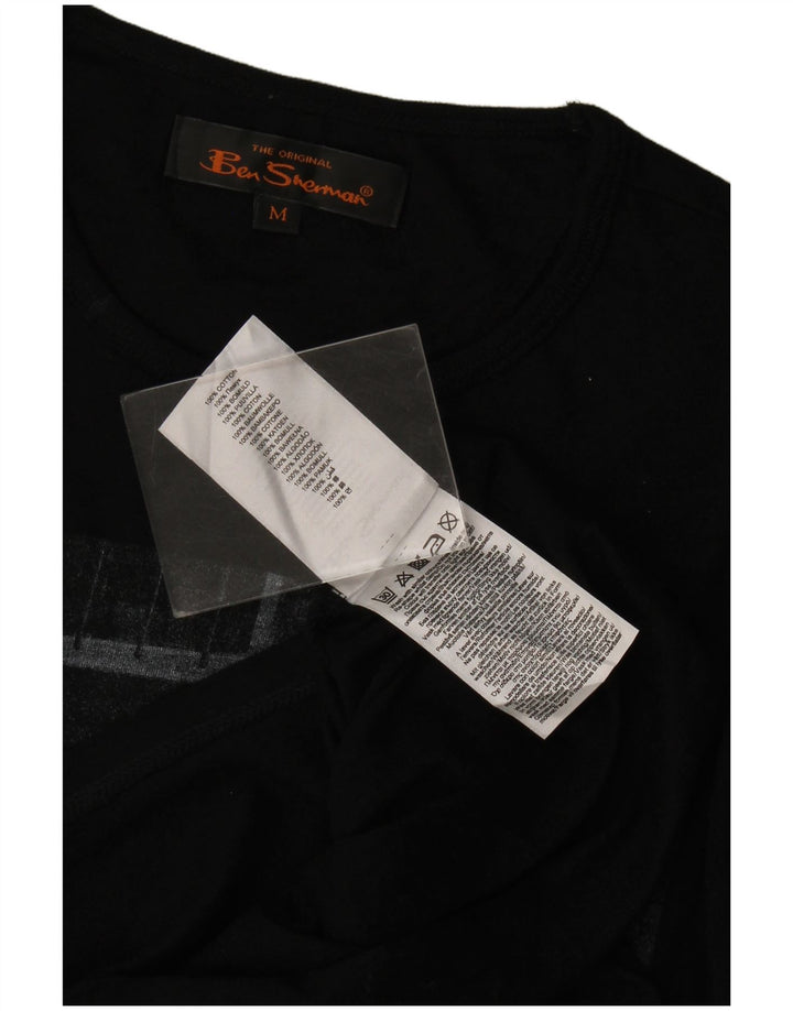 Tricou grafic Ben Sherman pentru bărbați Top mediu din bumbac negru